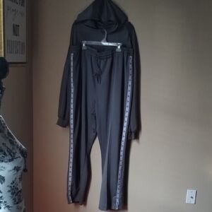 Women's Gray Jogger Set with Side Stripes